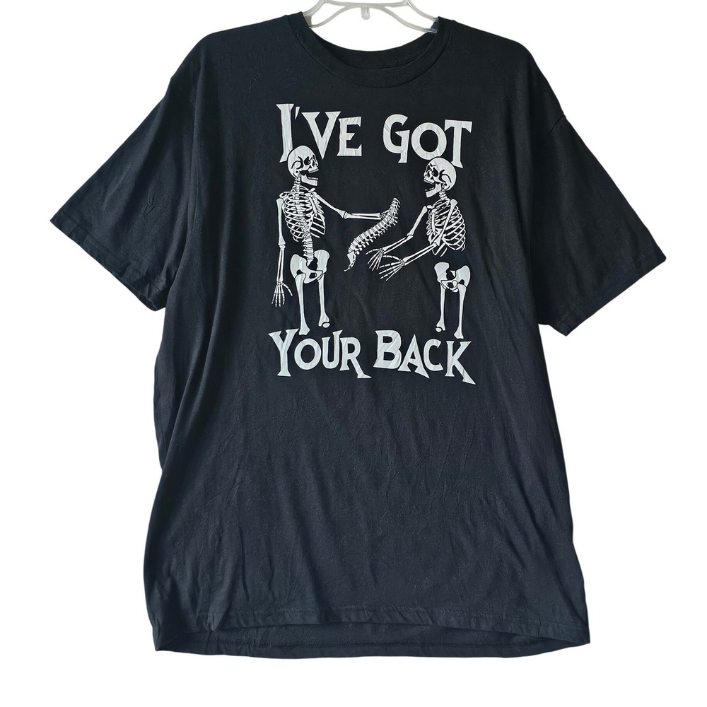 Mens Black Graphic Ive Got Your Back Skeleton Pun Funny T-Shirt Short Sleeve XL